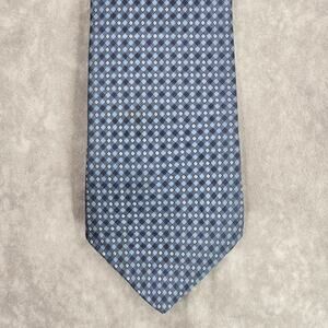 Nautica Blue Geometric Executive Diamond Plaid Stripe 100% Silk Men's Neck Tie
